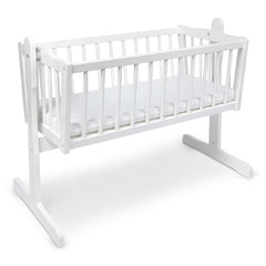BABYMAM Wooden Rocking Crib Lula 90x40 cm – Baby Cradle with Swing & Locking Mechanism, Free Mattress. - MyHappy Baby