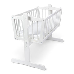 BABYMAM Wooden Rocking Crib Lula 90x40 cm – Baby Cradle with Swing & Locking Mechanism, Free Mattress. - MyHappy Baby