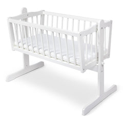 BABYMAM Wooden Rocking Crib Lula 90x40 cm – Baby Cradle with Swing & Locking Mechanism, Free Mattress. - MyHappy Baby