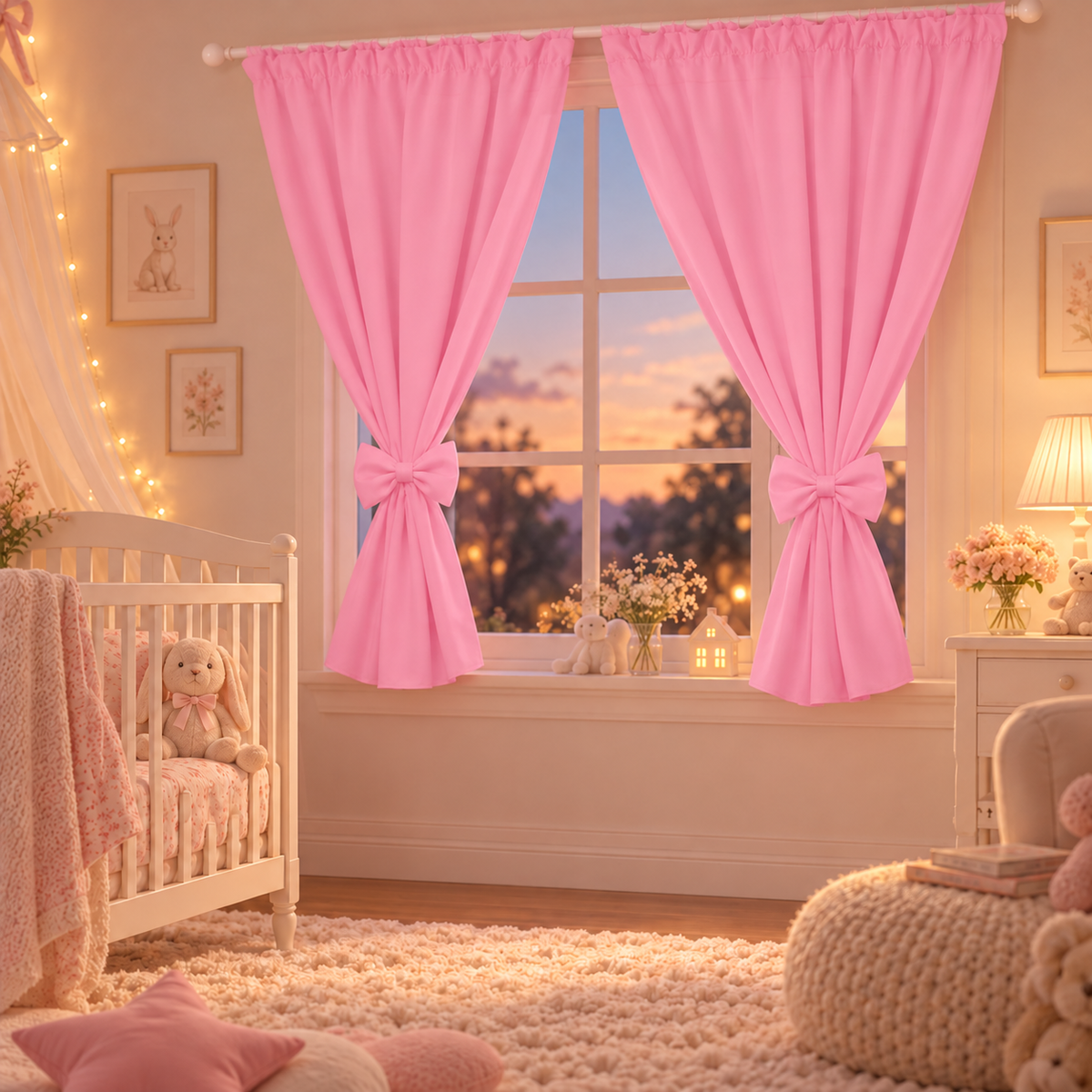 Nursery Curtains for Babies & Toddler's Bedroom Pink