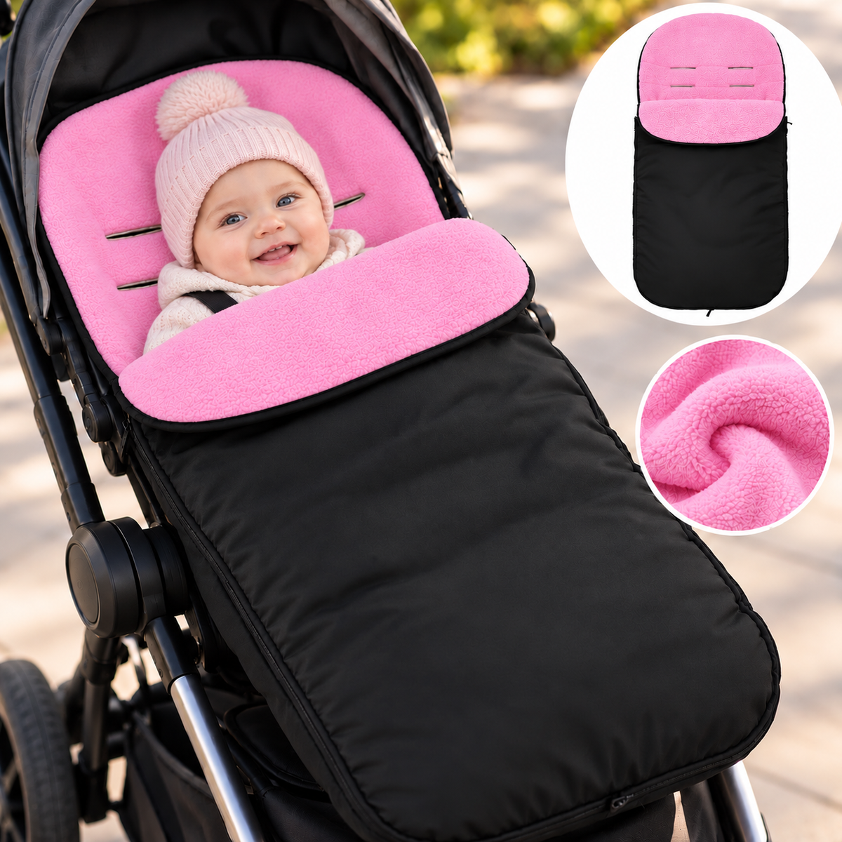 Universal Footmuff Black/ Dark Pink