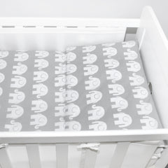 Baby Cot Bedding Set 3Pc Fit Cot 120x60cm Elephants Grey - MyHappy Baby