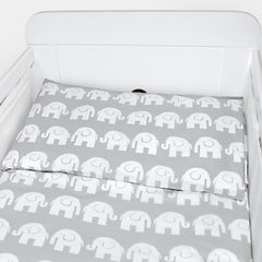 Baby Cot Bedding Set 3Pc Fit Cot 120x60cm Elephants Grey - MyHappy Baby
