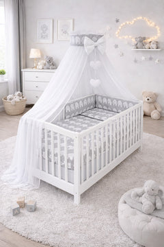 10PC Baby Bedding Set 100% Cotton Fit Cot 120x60cm Elephants Grey - MyHappy Baby
