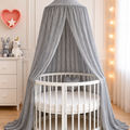 BABYMAM Canopy Mosquito Hanging Net for Crib Cot Bed Nursery - Grey