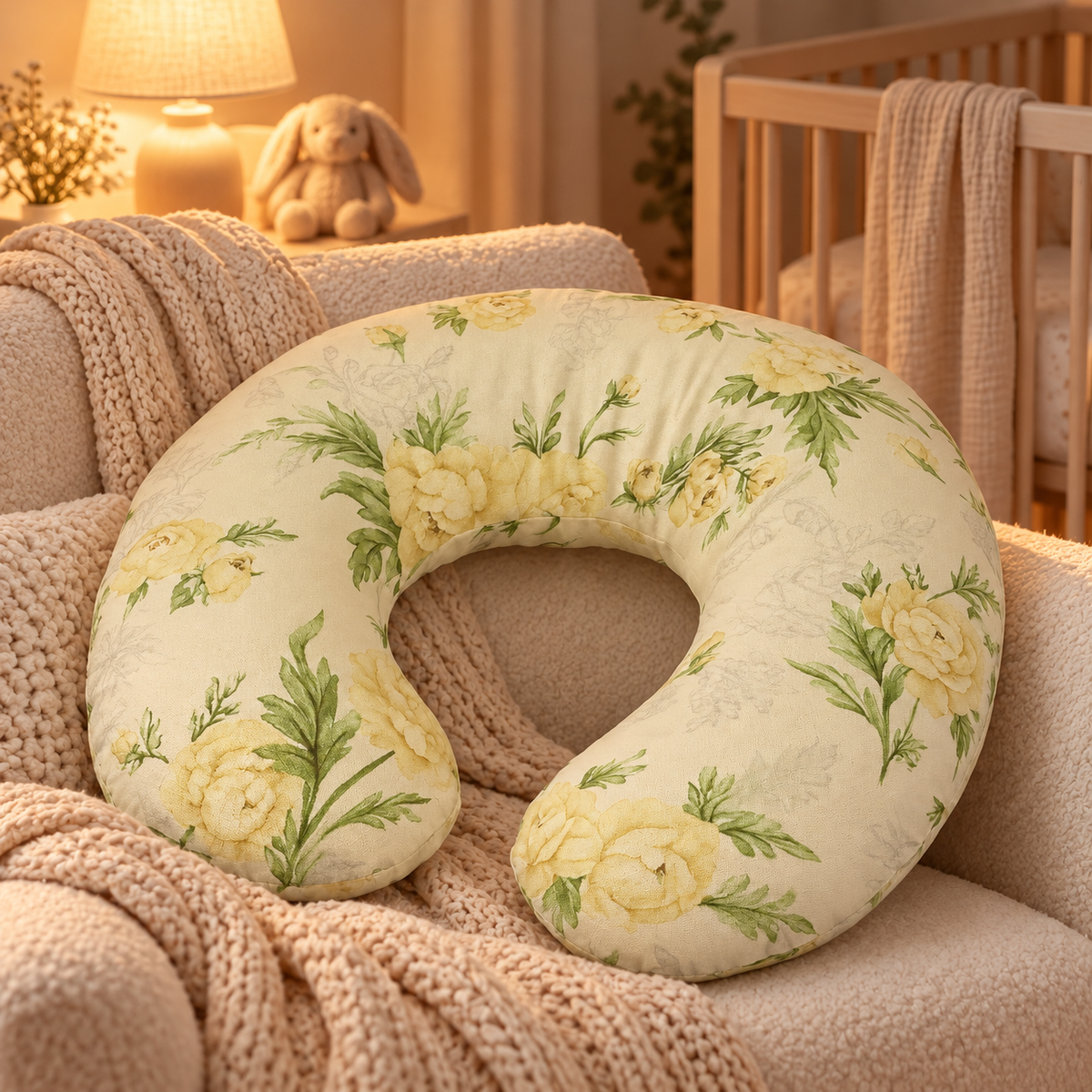 Baby Feeding Pillow Cotton Newborn Peony Vanilla