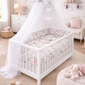 10Pc Bedding Set  Bumper Pillow Duvet Sheet Fit Cot 120x60cm Garden Flowers