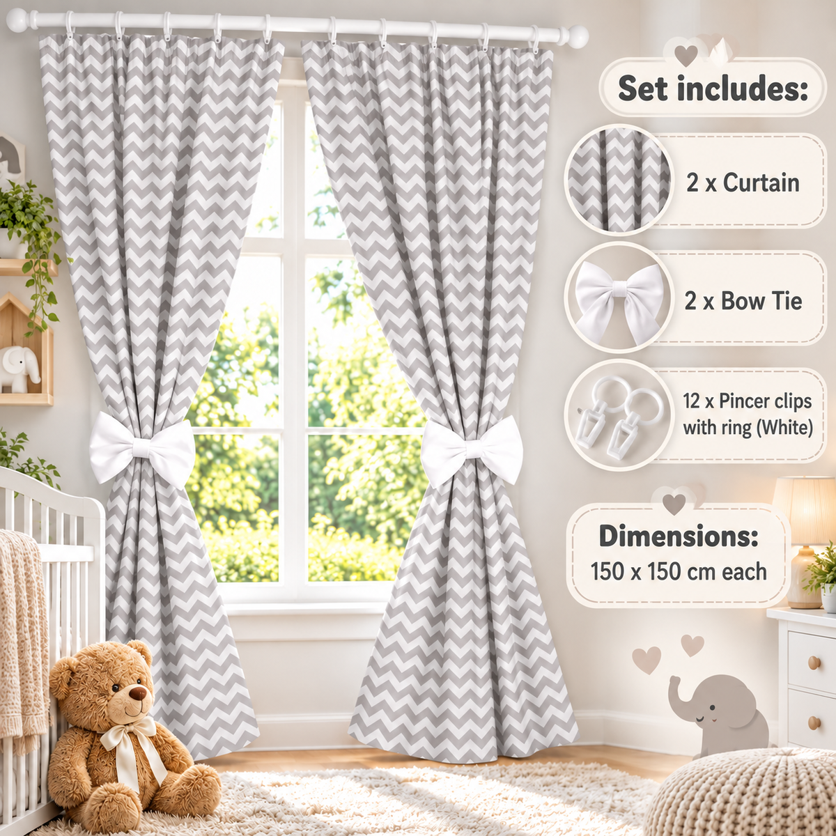 Nursery Curtains for Babies & Toddler's Bedroom Zig Zag