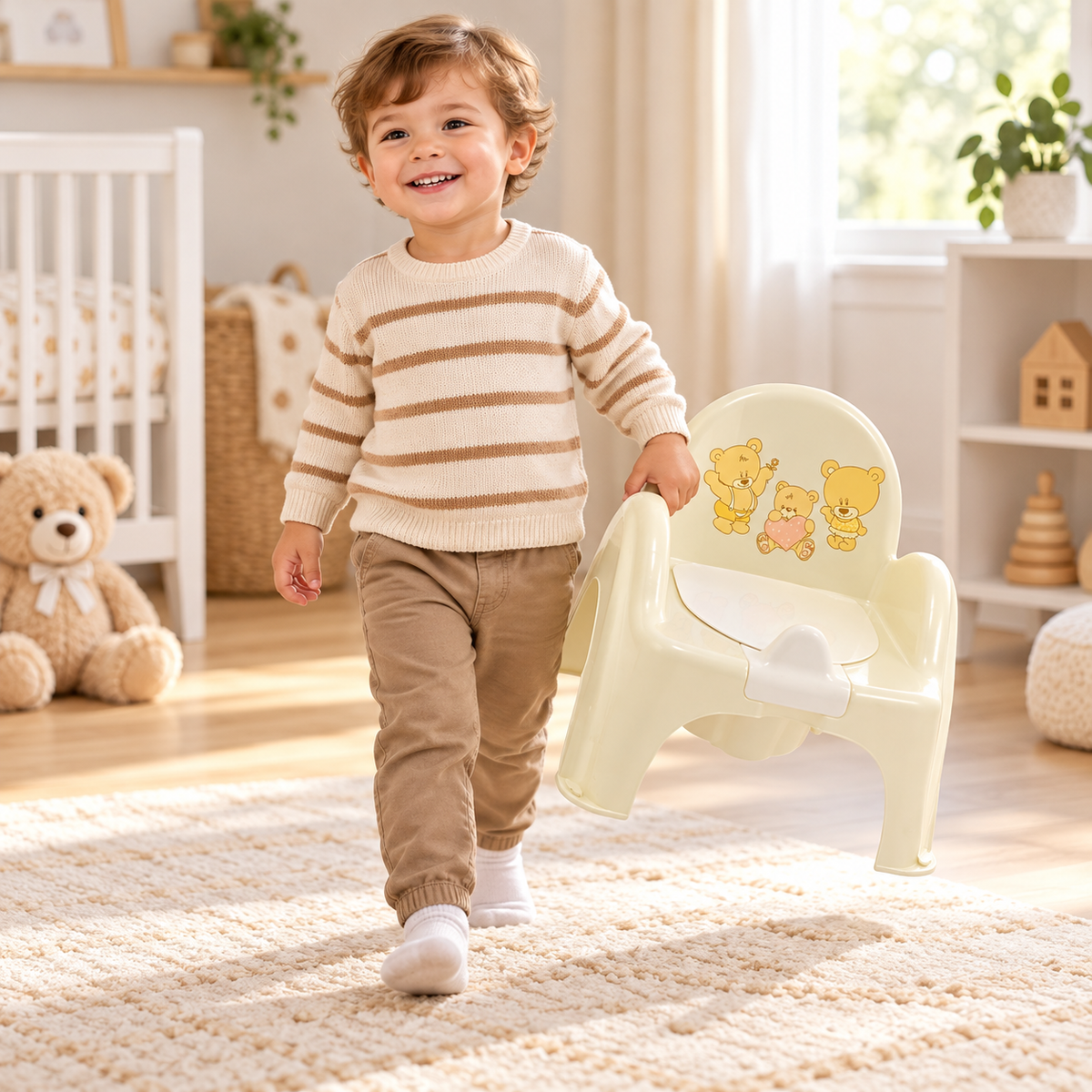 Baby Toddler Toilet Potty Chair With Melodies Training Tega - Teddy Beige