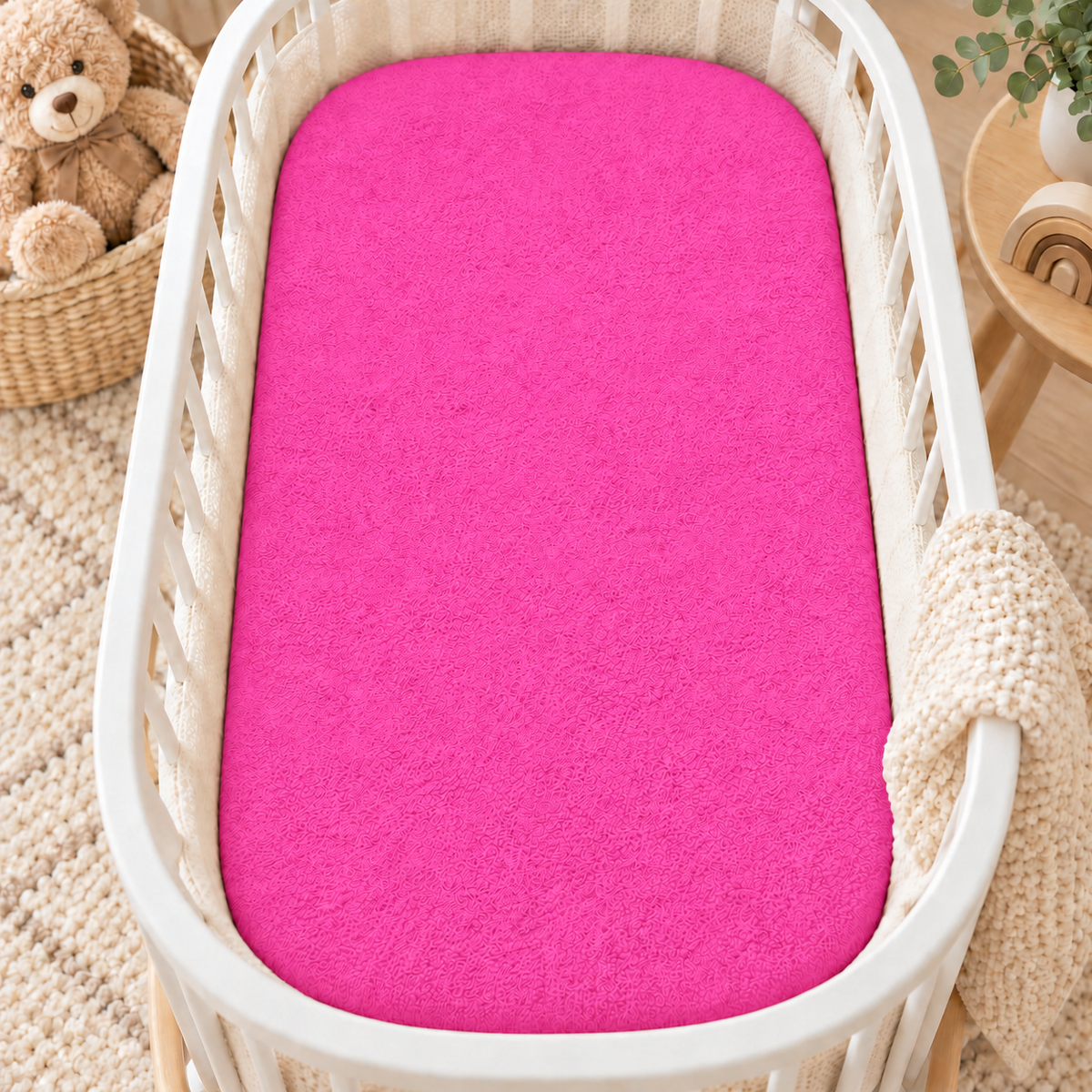 Terry Towelling Fitted Sheet 90X40cm Nursery Baby Crib/Cradle/ Soft/ Frotte Pink