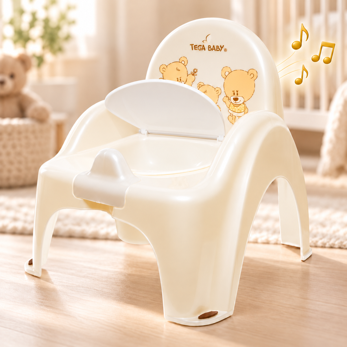 Baby Toddler Toilet Potty Chair With Melodies Training Tega -Teddy White Pearl