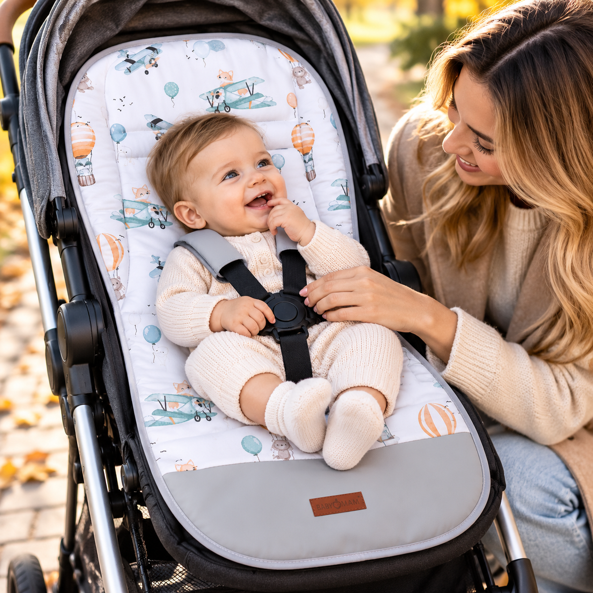 Universal Double Sided Pram Seat Liner Pushchair Buggy GRAPHITE/ Dreamy Flight