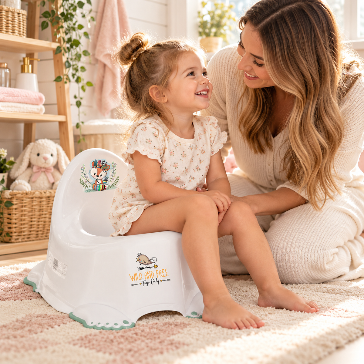 Children's Potty for Toilet Training Non-Slip Feet Ergonomic Toddler Potty with High Backrest - Wild West Fox