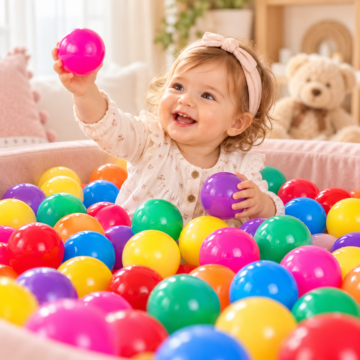 100 Plastic Balls for Foam Pool Non Toxic, Phthalate & BPA Free Indoor, Outdoor  Toddler Baby Kids Girls Boys Play Round