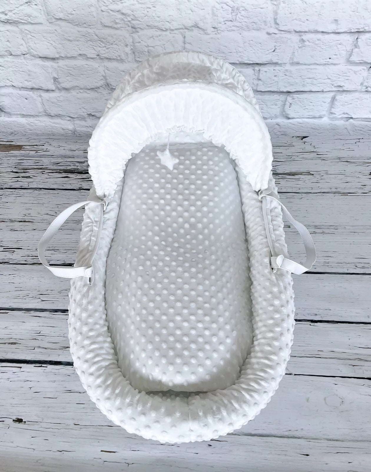 Luxury Moses Basket Padded White Wicker Baby Full Set - White