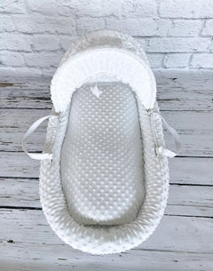 Luxury Moses Basket Padded White Wicker Baby Full Set - White - MyHappy Baby