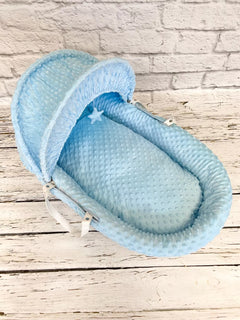 Bedding Set  Moses Basket - 3 Piece - Blue Dimple - MyHappy Baby