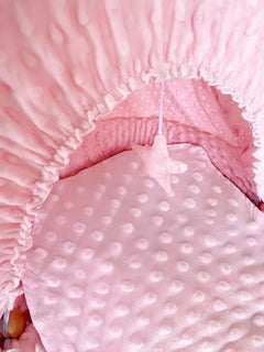 Luxury Moses Basket Padded White Wicker Baby Full Set -Pink - MyHappy Baby