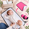 Portable Baby Changing Mat  Waterproof, Reversible & Foldable Travel Nappy Changing Pad (Pink)
