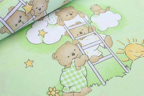 Baby Fitted Cot Sheet Printed Design 100% Cotton Mattress 120x60cm Ladder Green