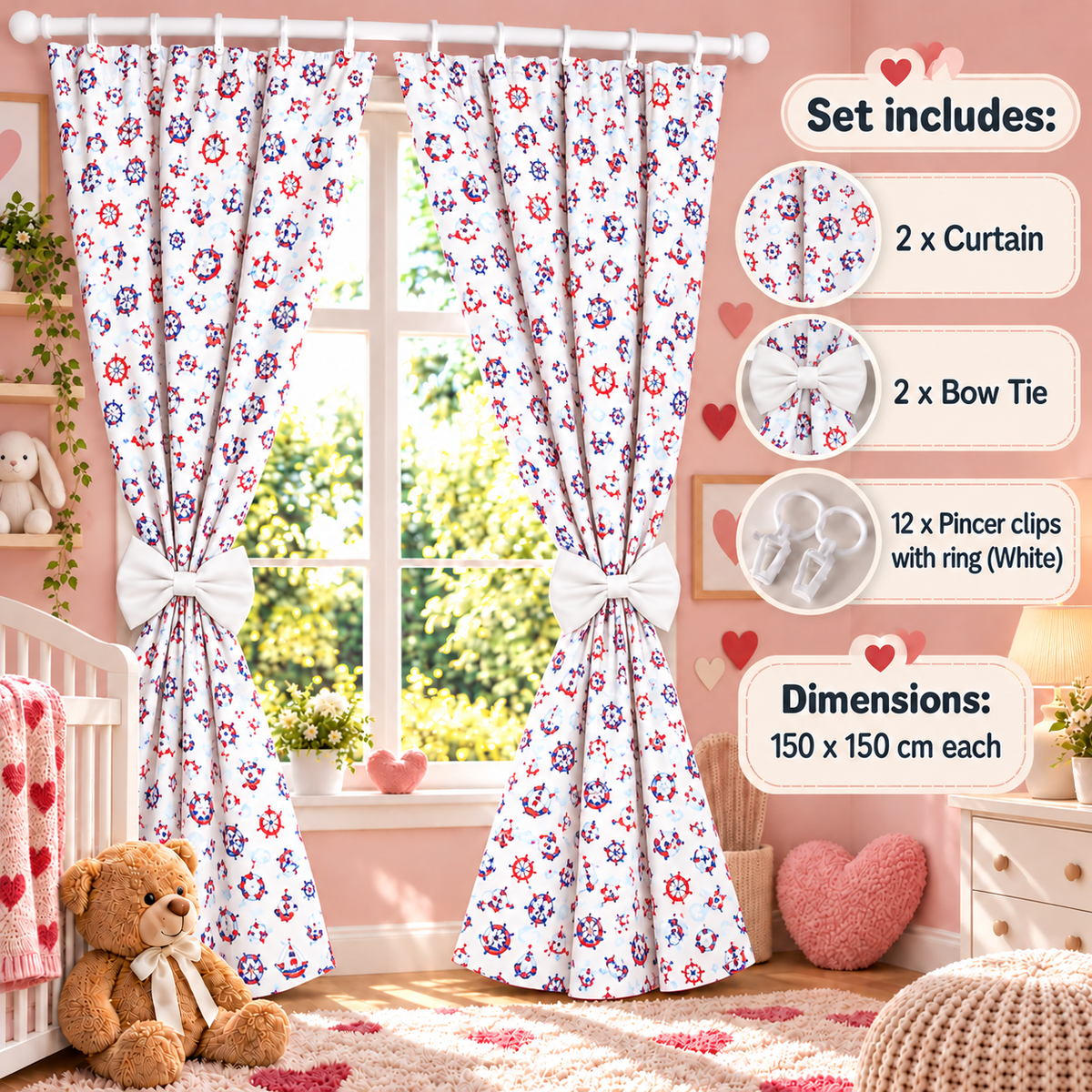 Nursery Curtains for Babies & Toddler's Bedroom Marine