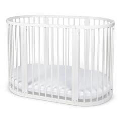 BABYMAM Snoa Oval Baby Cot – White Convertible Crib with Mattress - MyHappy Baby