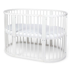 BABYMAM Snoa Oval Baby Cot – White Convertible Crib with Mattress - MyHappy Baby