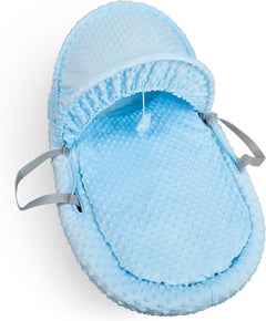 Luxury Moses Basket Padded Wicker Baby Full Set Rocking Stand Grey Handle/Blue - MyHappy Baby