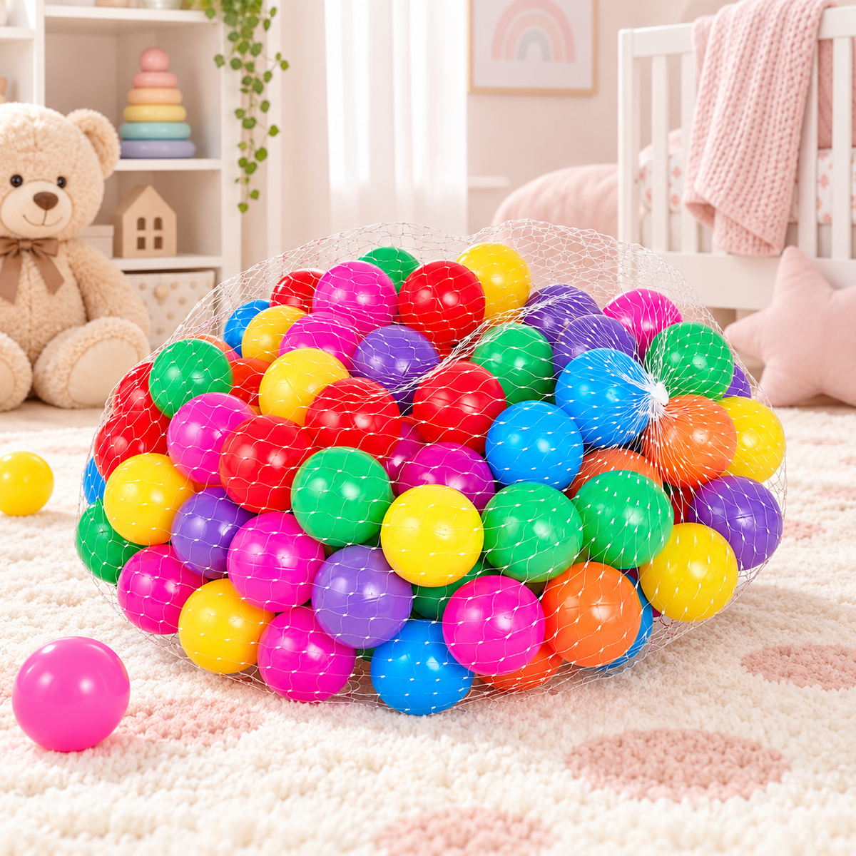 100 Plastic Balls for Foam Pool Non Toxic, Phthalate & BPA Free Indoor, Outdoor  Toddler Baby Kids Girls Boys Play Round