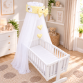 Baby Crib Canopy Mosquito Net with Holder, Decorative Bow & Hanging Hearts – Teddy & Fish cream