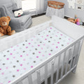 Baby Cot Bedding Set 3Pc Fit Cot 120x60cm Pink Grey Stars