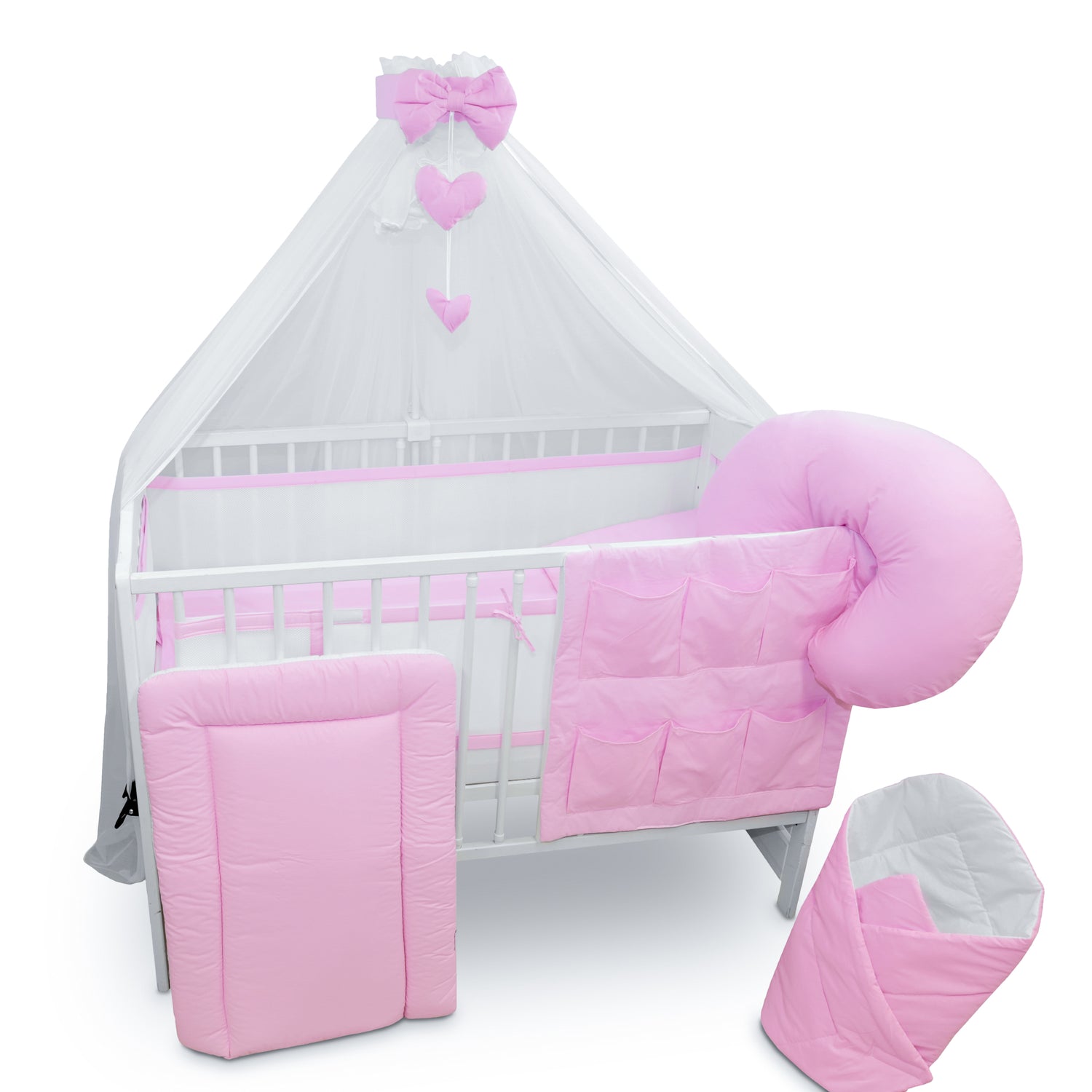 Baby Cotbed Bedding Set 14Pc Fit Cot 140x70 Pink