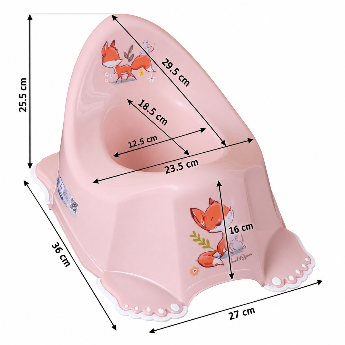 Children's Potty for Toilet Training Non-Slip Feet Ergonomic Toddler Potty with High Backrest - Forest Fox pink