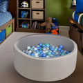 Pool Ball Pit with 200 Balls Soft Foam Toddler Baby Kids Girls Boys Play Round Pool Playpen Removable Cover- Grey