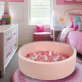 Pool Ball Pit with 200 Balls Soft Foam Toddler Baby Kids Girls Boys Play Round Pool Playpen Removable Cover - Pink