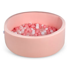 Pool Ball Pit with 200 Balls Soft Foam Toddler Baby Kids Girls Boys Play Round Pool Playpen Removable Cover - Pink - MyHappy Baby
