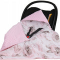 Baby Car Seat Hooded Blanket Double-sided Snuggle Swaddle Wrap Pink / Bears Pink