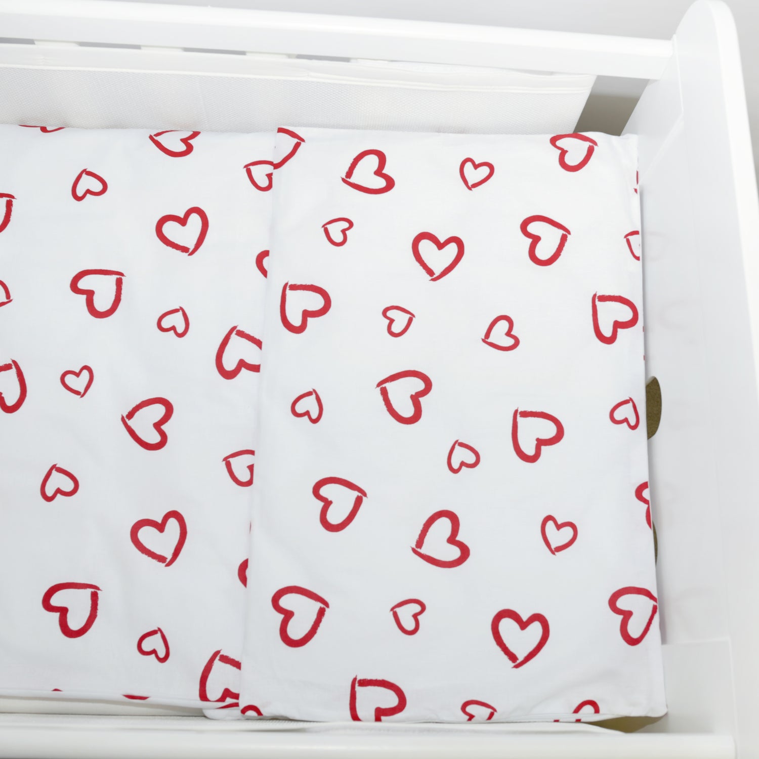 Baby Cot Bedding Set 6Pc Fit Cot 120x60cm Red Hearts