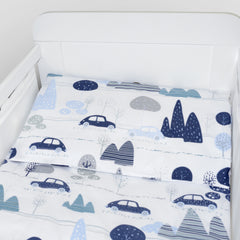 Baby Cot Bedding Set 5Pc Fit Cot 120x60cm Retro Cars - MyHappy Baby