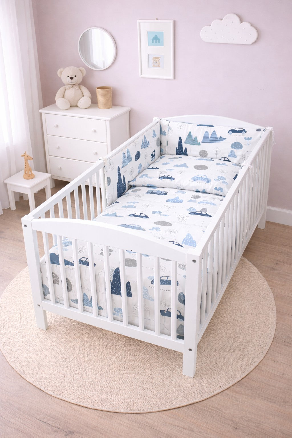 6Pc Baby Bedding Set Duvet Fit Cot 12x60cm Retro Cars - MyHappy Baby