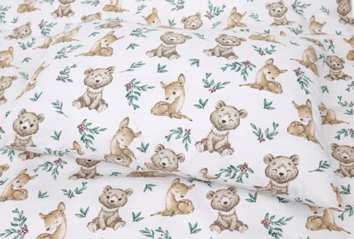 120x90 2Pc Baby Bedding Duvet Cover Set fit Cot Cotton Roe Deer and Bear