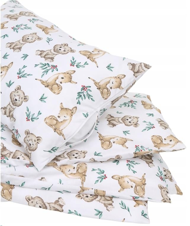 120x90 2Pc Baby Bedding Duvet Cover Set fit Cot Cotton Roe Deer and Bear