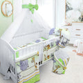 Baby Cot Bedding Set 14Pc Fit Cot 120x60cm Safari Green
