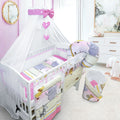 Baby Cotbed Bedding Set 14Pc Fit Cot 140x70 Safari Pink