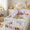 3Pc 120x90cm Baby Bedding Set Pillow Duvet Bumper Safari Pink