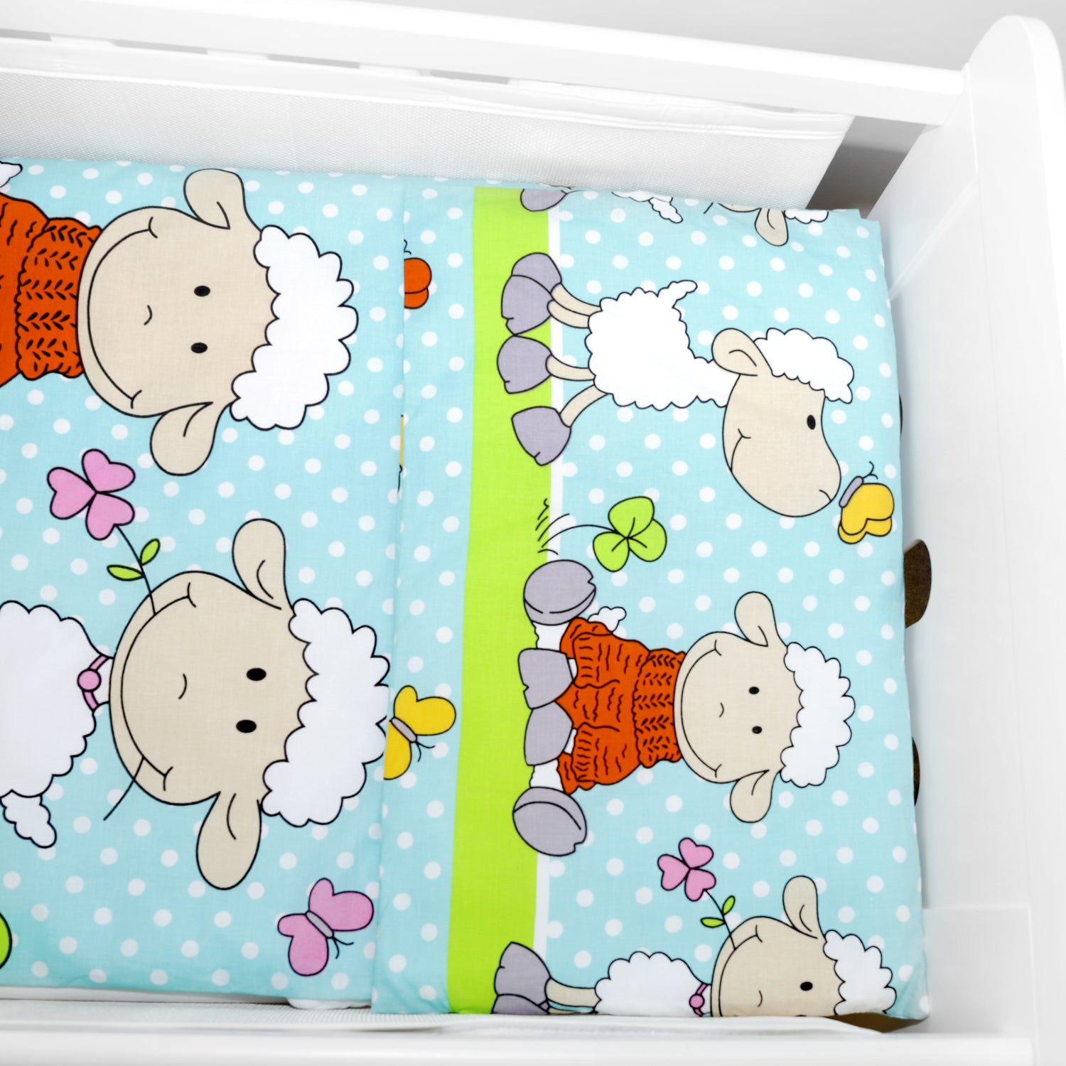 Baby Cot Bedding Set 6Pc Fit Cot 120x60cm Sheep Turquiose