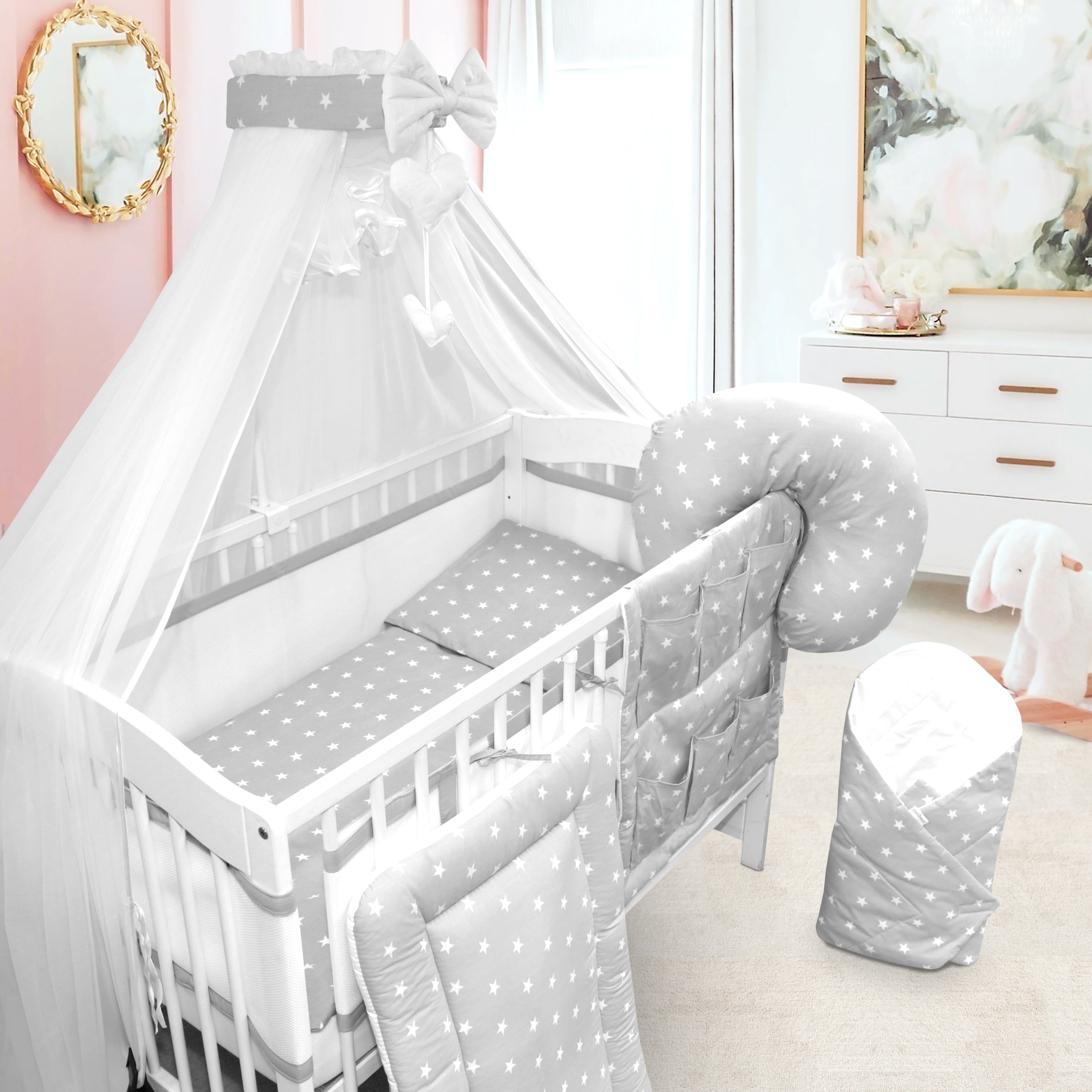 Grey hot sale cot bedding