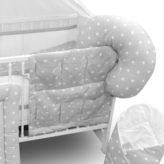 Baby Cotbed Bedding Set 14Pc Fit Cot 140x70 Small white on grey - MyHappy Baby