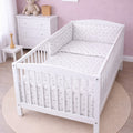 Baby Bedding 6Pc Cotton Set Pillow Duvet Bumper Cot 120x60cm - Small Grey Stars With White