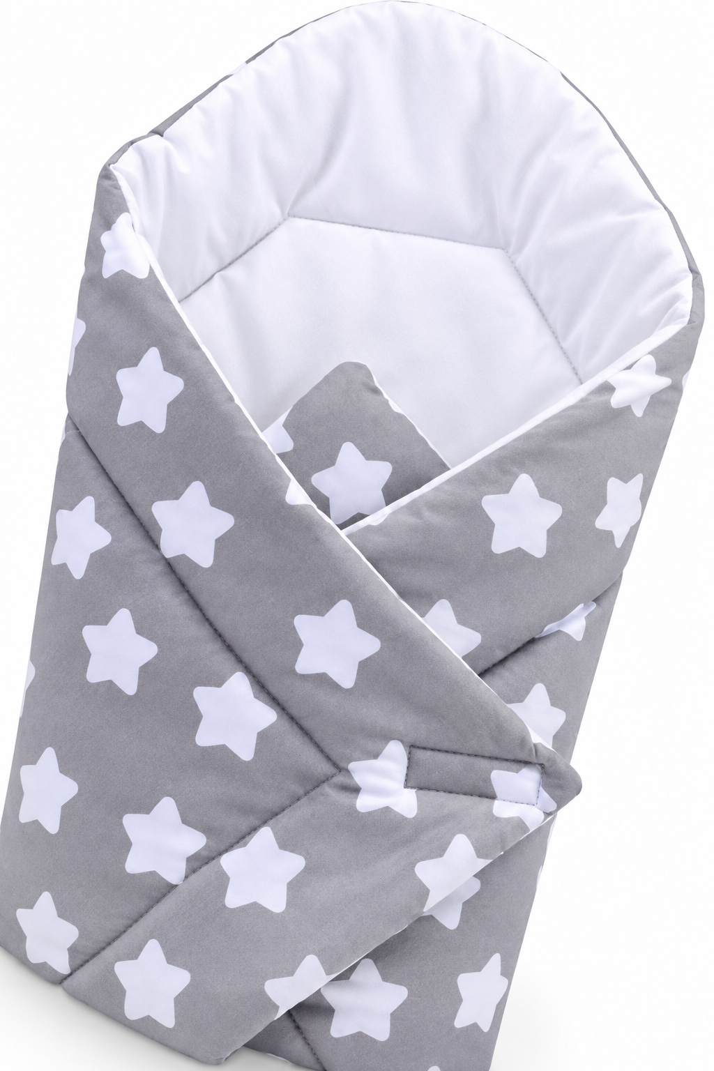 Baby Swaddle Wrap Newborn Bedding Blanket 100% Cotton Sleeping Bag Big White Stars On Grey - MyHappy Baby
